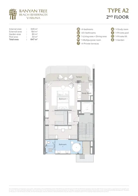 Varuna Banyan Tree Beach Residences — Тип A2 — 2-й этаж, Банг Тао и Лагуна, Пхукет