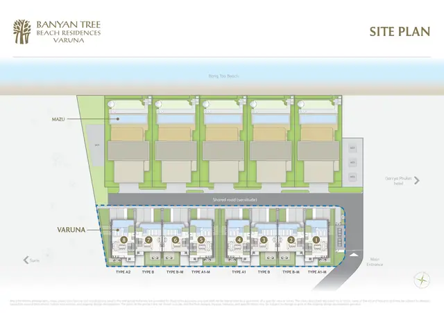Varuna Banyan Tree Beach Residences — Генплан July 2026: лоты 1–8 — A1-M, B-M, B, A1, A1-M, B-M, B, A2, Банг Тао и Лагуна, Пхукет