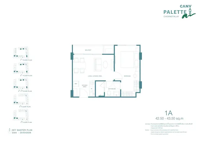 Canvaz Palette Cherngtalay — 1 спальня · 42.5–43.5 м², Банг Тао и Лагуна, Пхукет