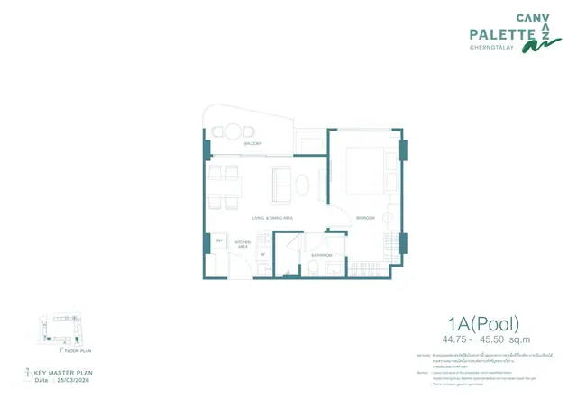 Canvaz Palette Cherngtalay — 1 спальня · 44.75–45.5 м² (с бассейном), Банг Тао и Лагуна, Пхукет