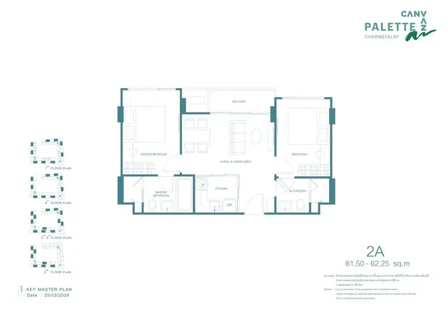 Canvaz Palette Cherngtalay — 2 спальни · 61.5–62.25 м², Банг Тао и Лагуна, Пхукет