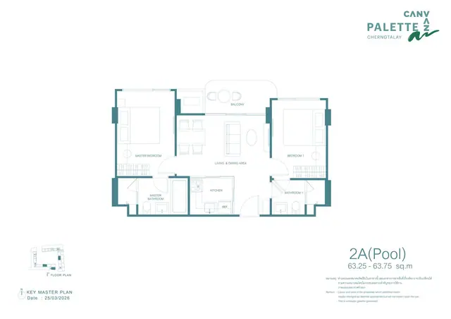 Canvaz Palette Cherngtalay — 2 спальни · 63.25–63.75 м² (с бассейном), Банг Тао и Лагуна, Пхукет