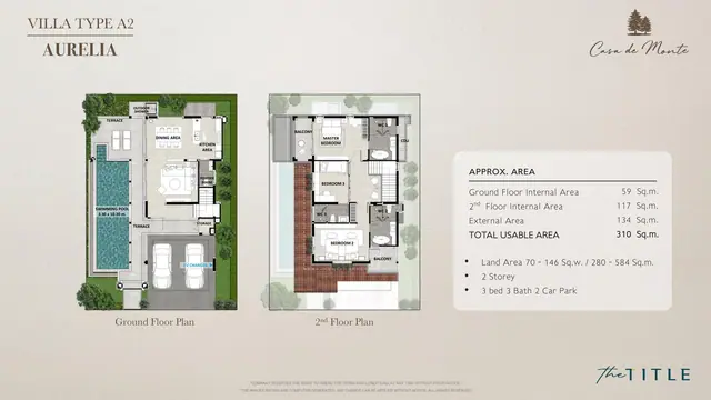 Casa de Monte — Тип A2 «Aurelia» — 3 спальни, 2 этажа · 310 м² · участок 280–584 м² · 26 вилл, Ко Кео, Пхукет