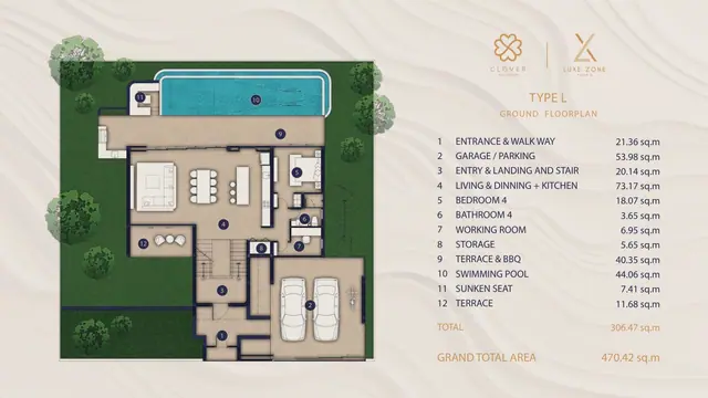 Clover Residence — Тип L — 1-й этаж · 306 м², Банг Тао и Лагуна, Пхукет