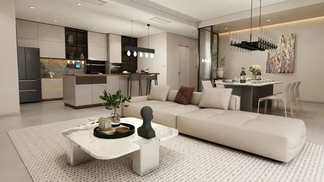 Clover Residence — Гостиная и кухня, Банг Тао и Лагуна, Пхукет