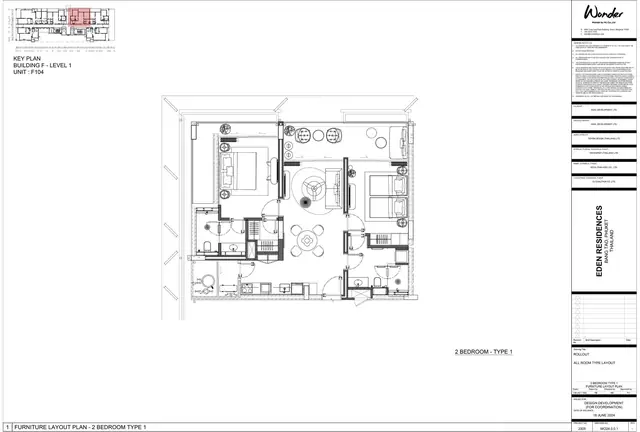 Gardens of Eden - Eden Residence — 2 спальни, тип 1 (юнит F104), Лаян, Пхукет
