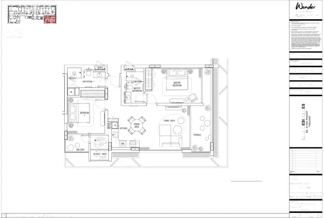 Gardens of Eden - Eden Residence — 2 спальни — план с террасой и балконом, Лаян, Пхукет