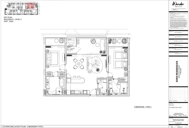 Gardens of Eden - Eden Residence — 2 спальни, тип 2 (юнит G302), Лаян, Пхукет