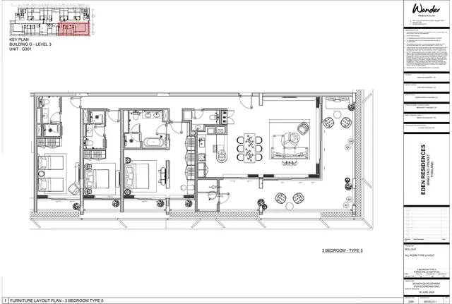 Gardens of Eden - Eden Residence — 3 спальни, тип 5 (юнит G301), Лаян, Пхукет