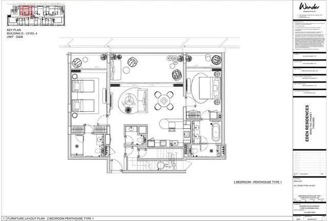 Gardens of Eden - Eden Residence — 2 спальни — пентхаус, тип 1 (юнит G406), Лаян, Пхукет