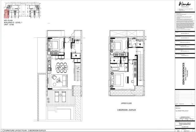 Gardens of Eden - Eden Residence — 3 спальни — дуплекс (два уровня, юнит G106), Лаян, Пхукет