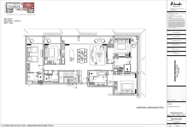 Gardens of Eden - Eden Residence — 4 спальни, пентхаус тип 4 (корпус F, юнит F403), Лаян, Пхукет