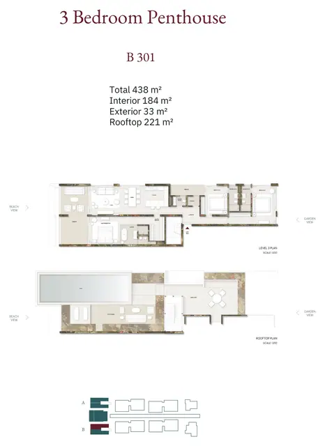 Gardens of Eden - Eden Residence — Пентхаус B301 · 3 спальни, 438 м², Лаян, Пхукет