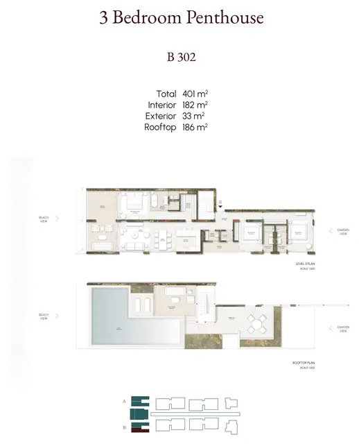 Gardens of Eden - Eden Residence — Пентхаус B302 · 3 спальни, 401 м², Лаян, Пхукет