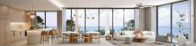 Gardens of Eden - Eden Residence — Гостиная и столовая, панорама на море, Лаян, Пхукет
