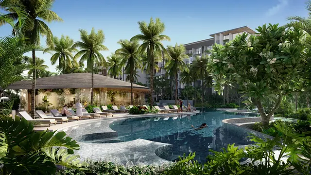 Gardens of Eden - Park Residences — Бассейн с зоной отдыха под пальмами, Банг Тао и Лагуна, Пхукет