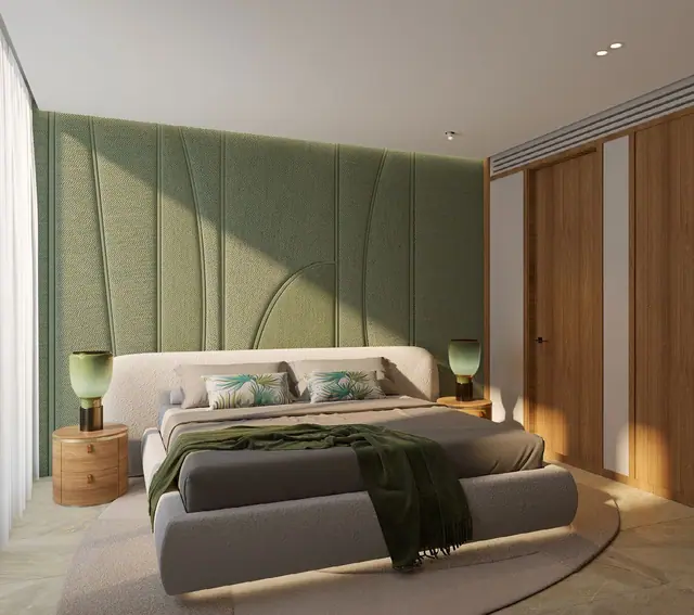 Gardens of Eden - Park Residences — Спальня с зелёным изголовьем, Банг Тао и Лагуна, Пхукет