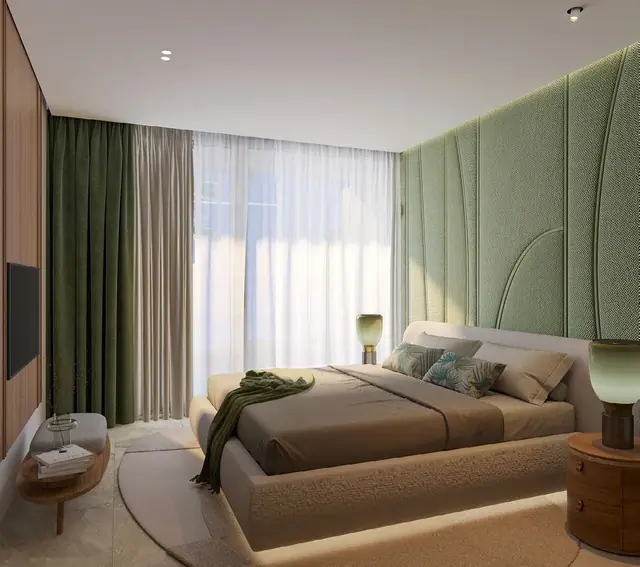 Gardens of Eden - Park Residences — Спальня с окном в пол, Банг Тао и Лагуна, Пхукет