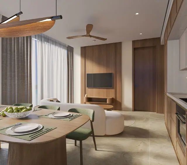 Gardens of Eden - Park Residences — Столовая с кухонным блоком, Банг Тао и Лагуна, Пхукет