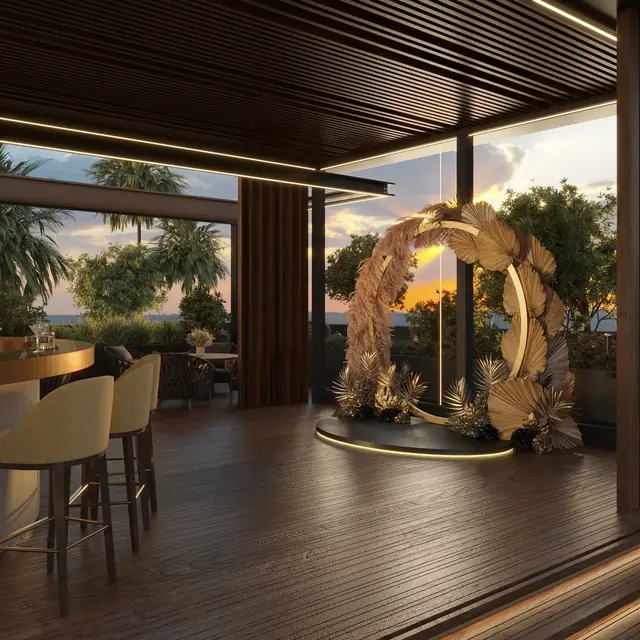 Hennessy Residence Karon — Бар с декоративной аркой на закате, Карон и Ката, Пхукет