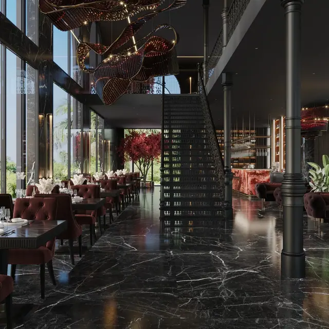 Hennessy Residence Karon — Ресторан с лестницей и световой инсталляцией, Карон и Ката, Пхукет