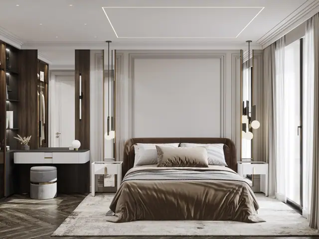 Hennessy Residence Karon — Спальня с туалетным столиком и выходом на балкон · 2 спальни, Карон и Ката, Пхукет