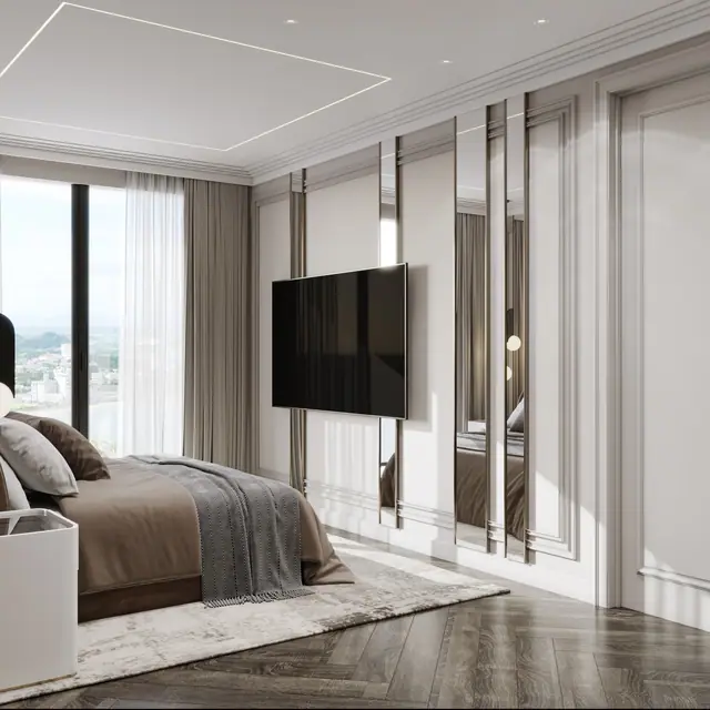 Hennessy Residence Karon — Спальня с ТВ у панорамного окна · 2 спальни, Карон и Ката, Пхукет
