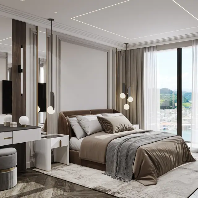 Hennessy Residence Karon — Спальня с туалетным столиком у окна · 2 спальни, Карон и Ката, Пхукет