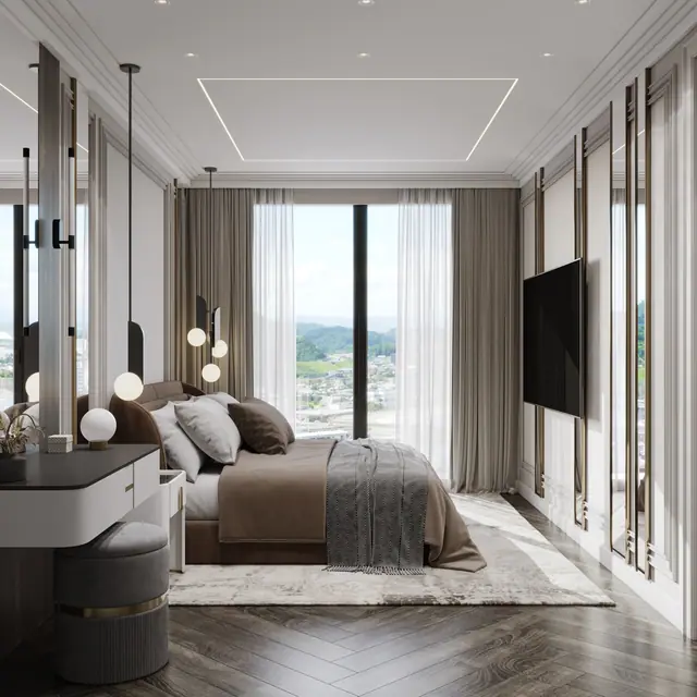 Hennessy Residence Karon — Спальня с видом на город · 2 спальни, Карон и Ката, Пхукет