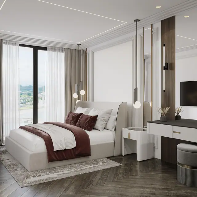 Hennessy Residence Karon — Вторая спальня с туалетным столиком и ТВ · 2 спальни, Карон и Ката, Пхукет