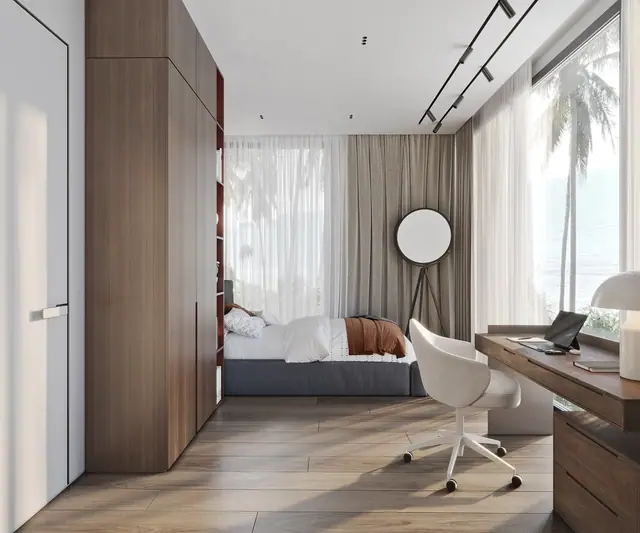 Hennessy Residence Karon — Спальня с рабочим местом и видом на море, Карон и Ката, Пхукет