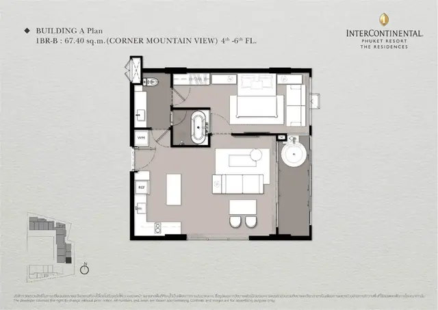 InterContinental — 1 спальня (1BR-B, угловая) · 67 м², Камала и Сурин, Пхукет