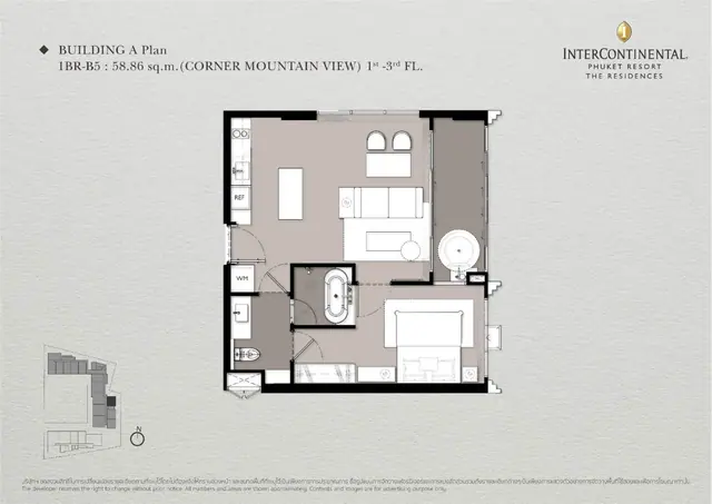 InterContinental — 1 спальня (1BR-B5, угловая) · 59 м², Камала и Сурин, Пхукет
