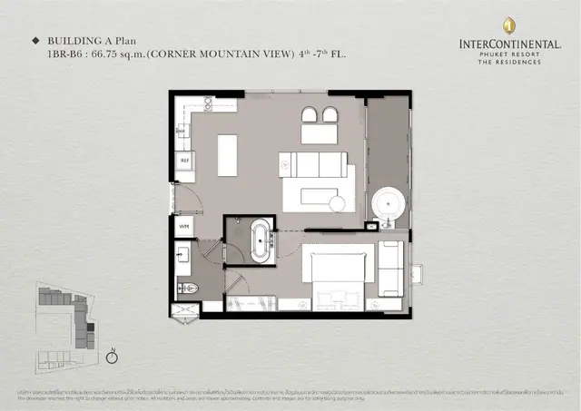 InterContinental — 1 спальня (1BR-B6, угловая) · 67 м², Камала и Сурин, Пхукет