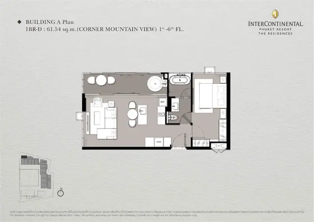 InterContinental — 1 спальня (1BR-D, угловая) · 62 м², Камала и Сурин, Пхукет