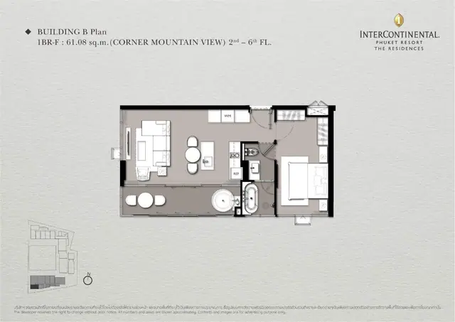 InterContinental — 1 спальня (1BR-F, угловая) · 61 м², Камала и Сурин, Пхукет