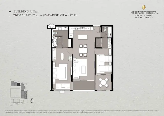 InterContinental — 2 спальни (2BR-A5) · 102 м², Камала и Сурин, Пхукет
