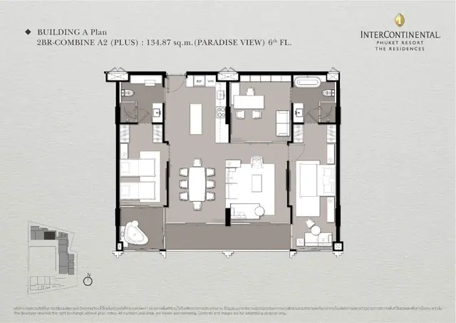 InterContinental — 2 спальни + (2BR-Combine A2 Plus) · 135 м², Камала и Сурин, Пхукет