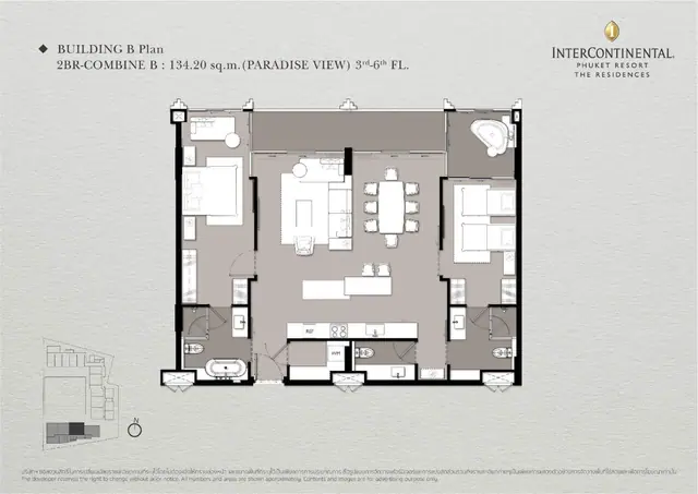 InterContinental — 2 спальни (2BR-Combine B) · 134 м², Камала и Сурин, Пхукет