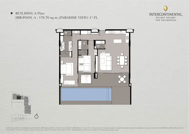 InterContinental — 2 спальни с бассейном (2BR-Pool A) · 179 м², Камала и Сурин, Пхукет