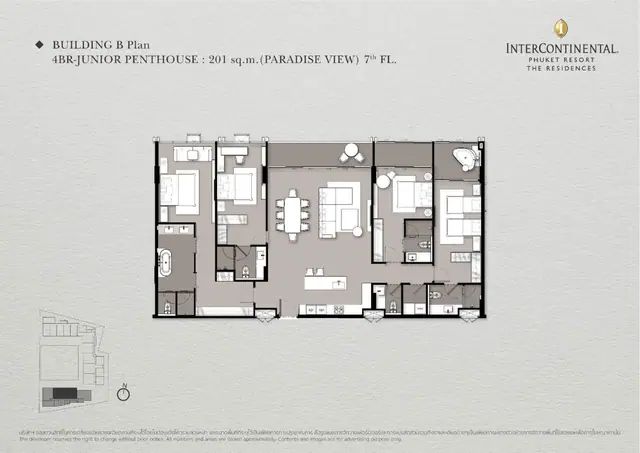 InterContinental — Джуниор-пентхаус, 4 спальни · 201 м², Камала и Сурин, Пхукет