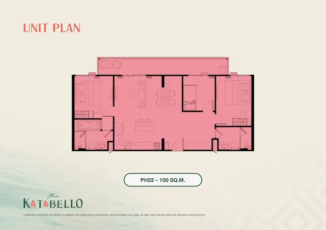 The Katabello — Пентхаус PH22 · 3 спальни · 100 м², Карон и Ката, Пхукет