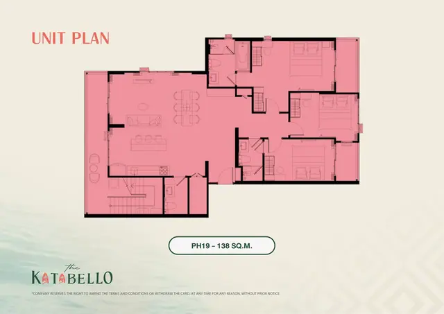 The Katabello — Пентхаус PH19 · 3 спальни · 138 м², Карон и Ката, Пхукет