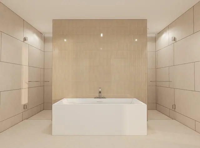 Kiara Reserve Residence Villas — Ванная в травертине, Лаян, Пхукет