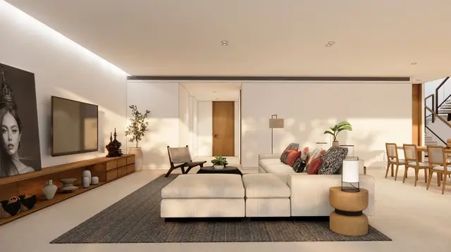 Kiara Reserve Residence Villas — Гостиная с медиа-стеной, Лаян, Пхукет
