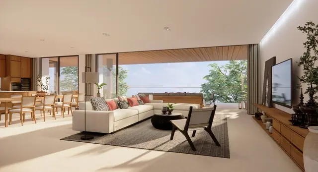 Kiara Reserve Residence Villas — Гостиная-столовая с панорамным остеклением, Лаян, Пхукет