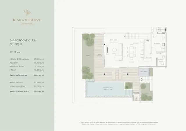 Kiara Reserve Residence Villas — Вилла 3 спальни · 501 м² — 1-й этаж, гостиная и бассейн, Лаян, Пхукет