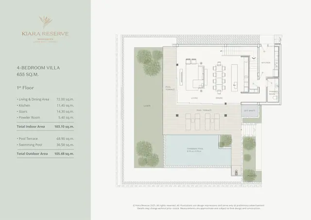 Kiara Reserve Residence Villas — Вилла 4 спальни · 655 м² — 1-й этаж, гостиная и бассейн, Лаян, Пхукет