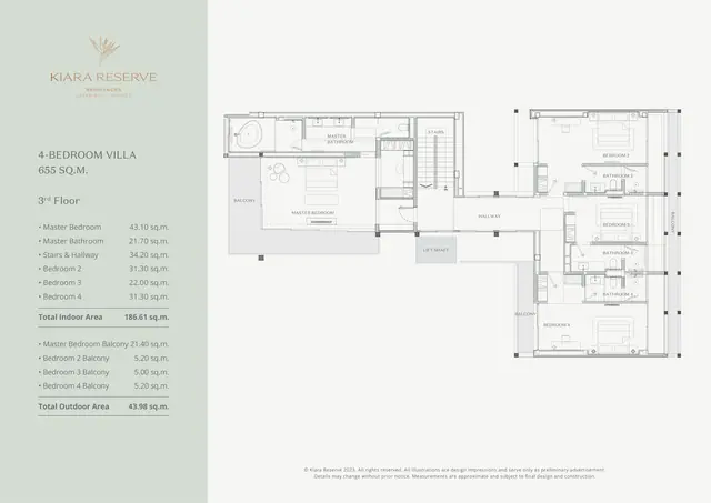 Kiara Reserve Residence Villas — Вилла 4 спальни · 655 м² — 3-й этаж, спальни, Лаян, Пхукет