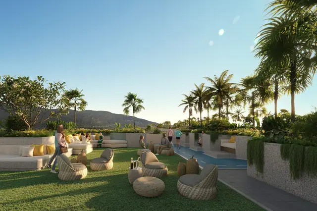 Laguna Beach Residences Reef — Зона отдыха в саду среди пальм, Банг Тао и Лагуна, Пхукет